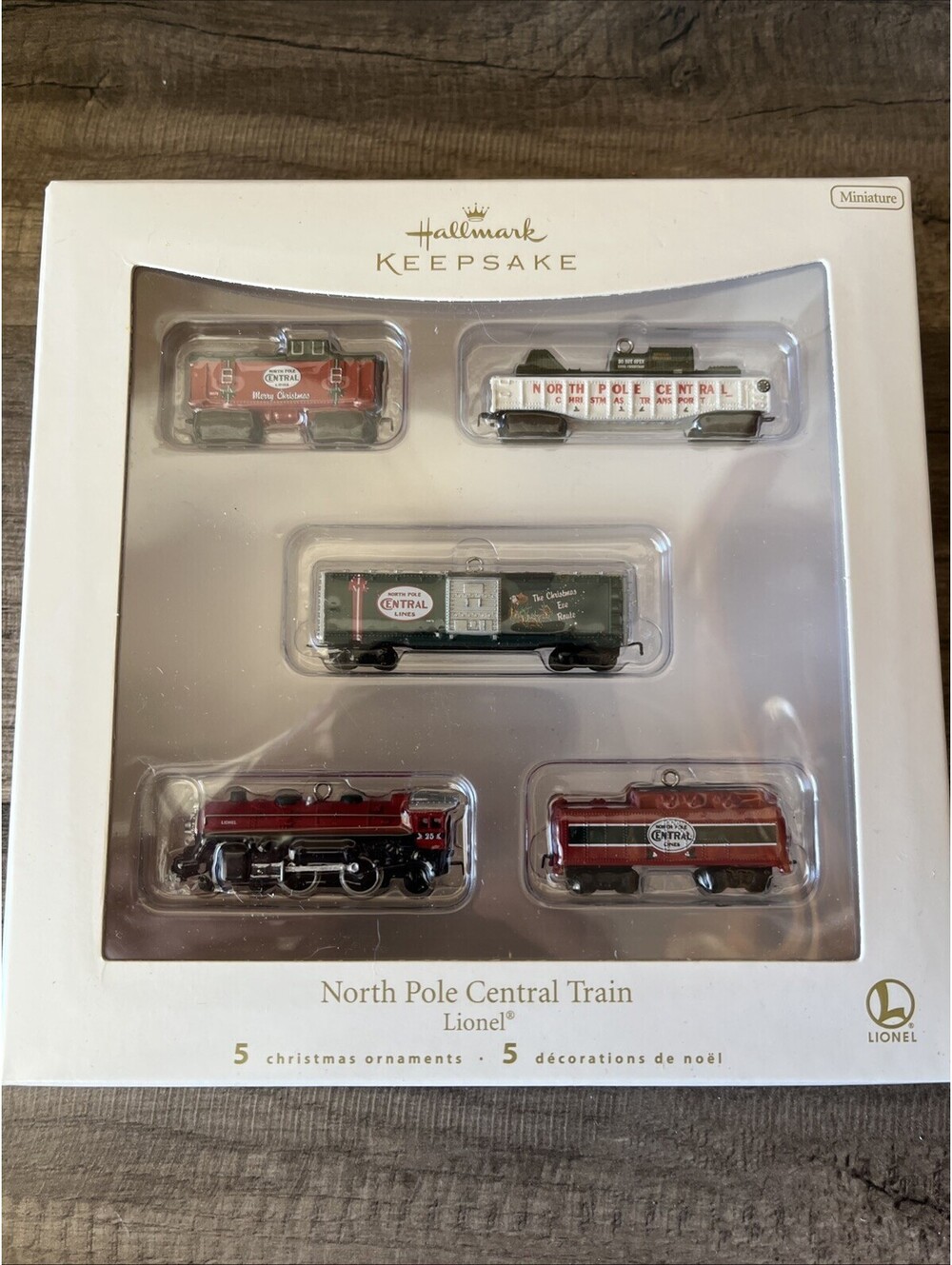 Hallmark 2007 North Pole Central Train Lionel Keepsake Mini Ornament Set 5 NIB